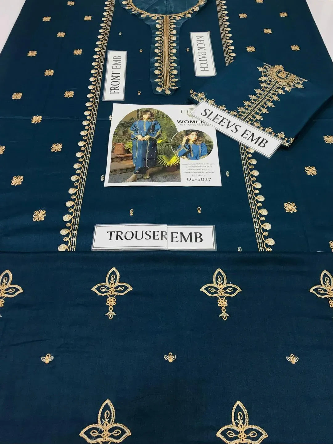 2 Pcs Women's Unstitched Embroidered Suit (30% off)