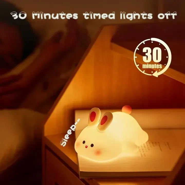 Silicone Rabbit Bunny Night Light Rechargeable Cute Lamp with Touch Sensor Soft Portable Nursery Night Lamp Color Changing LED Room Lamp Adorable Lamp for Bedroom, Sleeping, Gifts, Home Decor