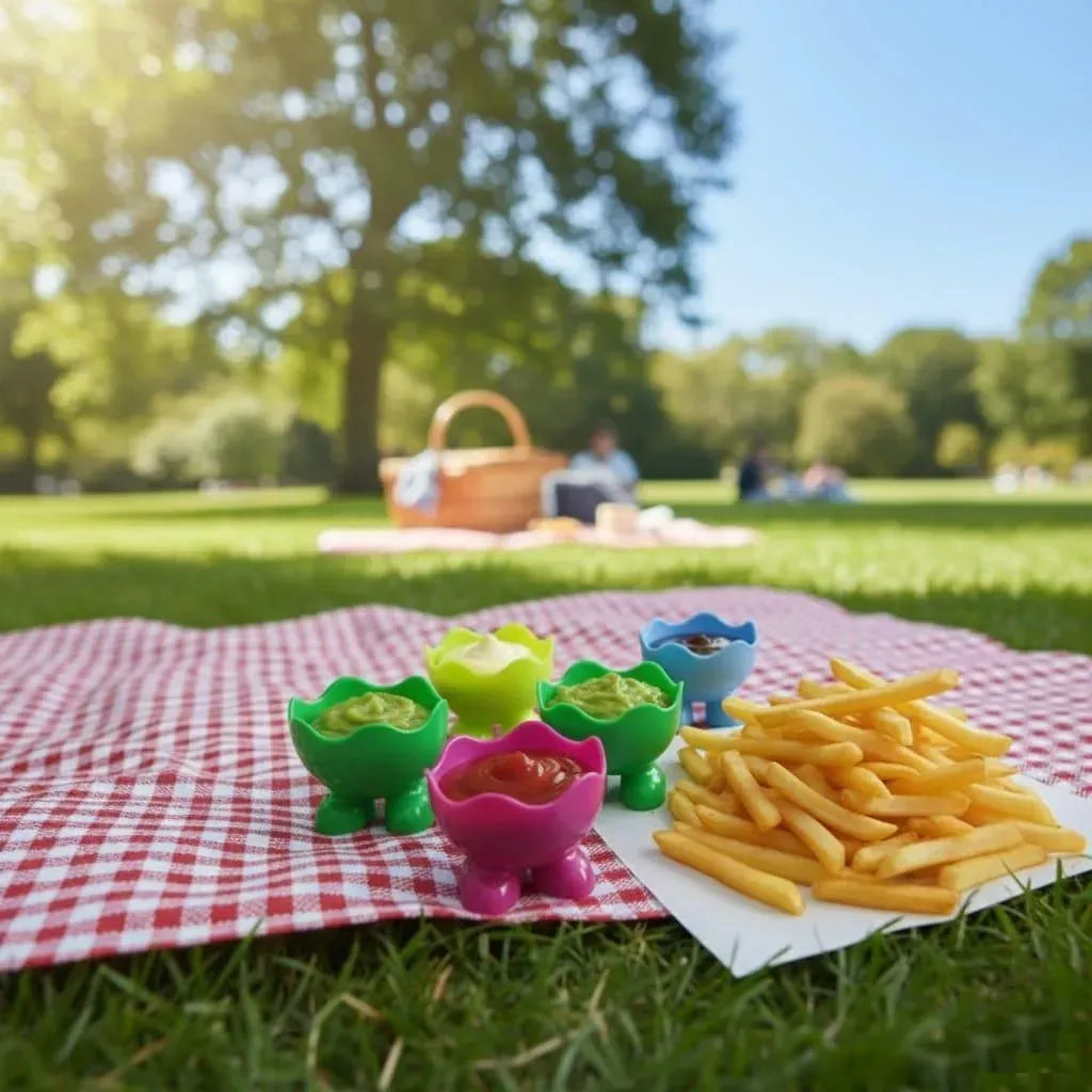 (Pack of 3 ) Cute Flower Shape Sauce Dip Bowl Set – Mini Plastic Ketchup & Chutney Cups for Snacks (Random Colors)