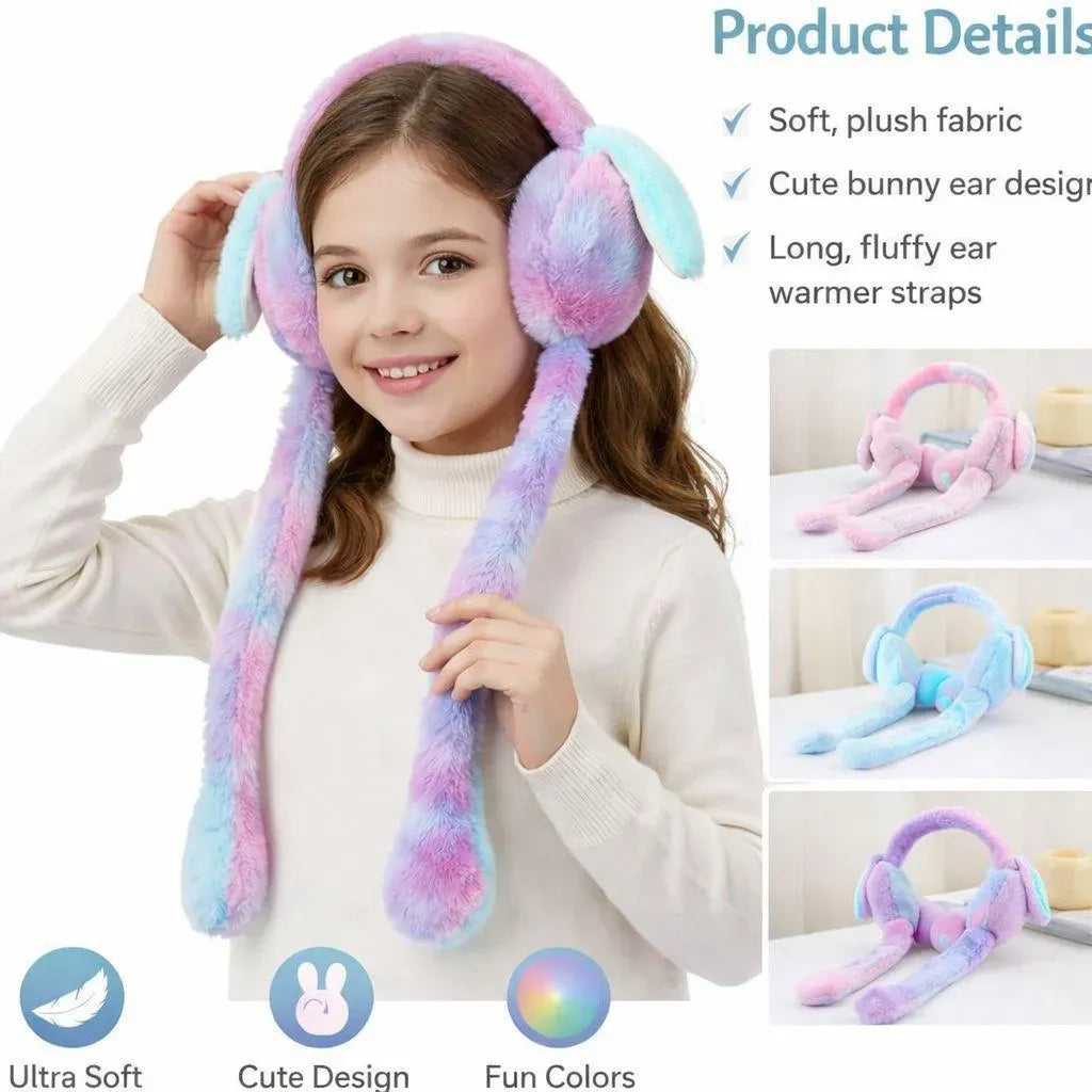 Kids Bunny Moving Ears Head Rabbit Earmuffs - 1 Pc
