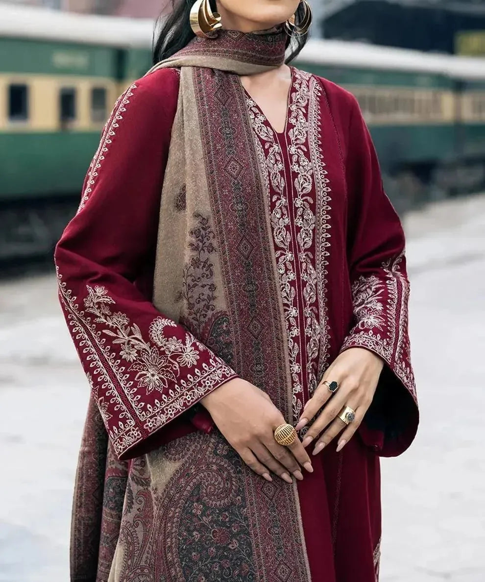 3 Pcs Women's Unstitched Embroidered Suit