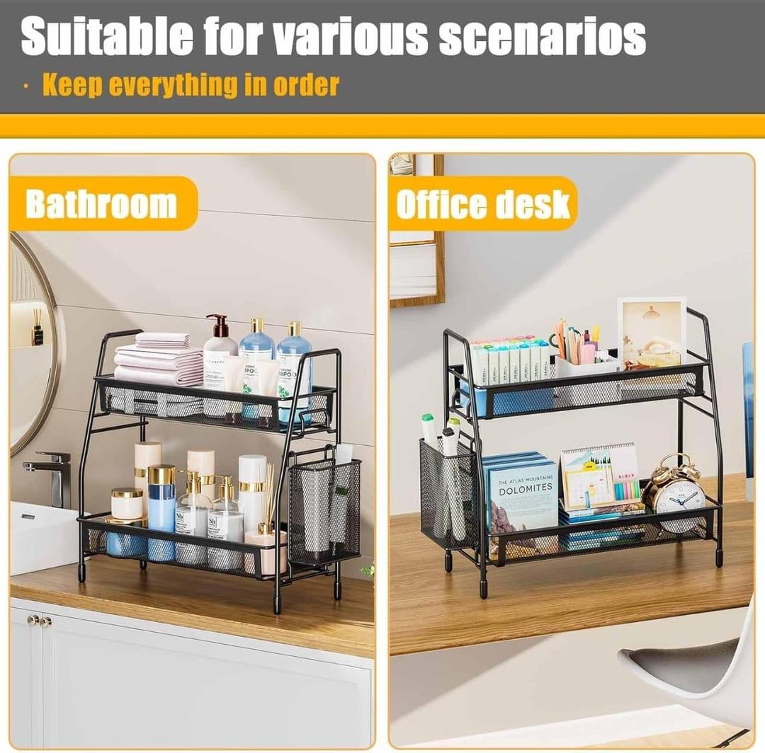 Durable Black Stainless Steel Organizer - 1 Pc for Efficient Storage Solutions